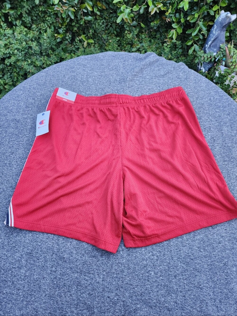 Champion Men’s Red Athletic Mesh Shorts with Side Stripe Size XXL